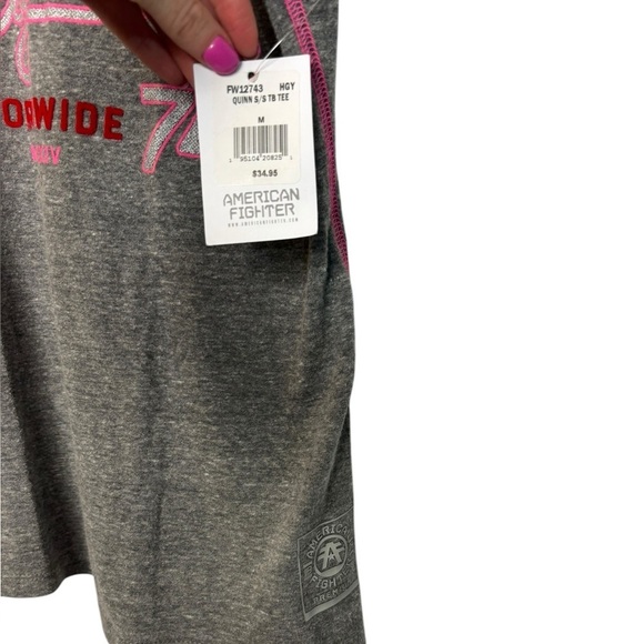 NWT American Fighter Grey Pink Quinn Short Sleeve Tee T-shirt Size Medium - Picture 4 of 9